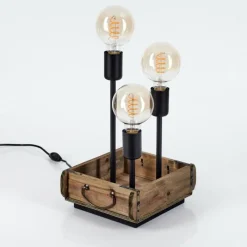 Style Boho-Chic-hofstein Lampe de table Avestruz Brun, Noir, 3 lumières