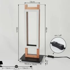 hofstein Lampe de table Ayajasco LED Couleur bois, Noir, 1 lumière