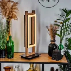 hofstein Lampe de table Ayajasco LED Couleur bois, Noir, 1 lumière