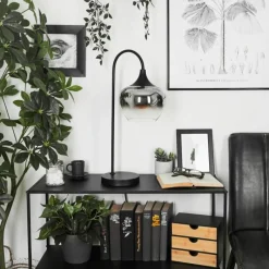 Suspension Verre Fumé-hofstein Lampe de table Azurara Noir, 1 lumière