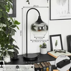 Suspension Verre Fumé-hofstein Lampe de table Azurara Noir, 1 lumière