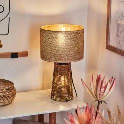 Lampes En Tissu-hofstein Lampe de table Balifoudray Écru, Noir, 1 lumière