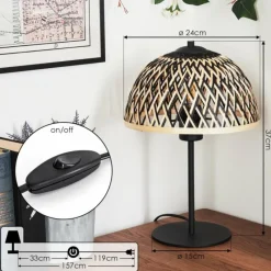 Style Boho-Chic-hofstein Lampe de table Barayn Écru, Noir, 1 lumière