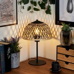 Style Boho-Chic-hofstein Lampe de table Barayn Écru, Noir, 1 lumière