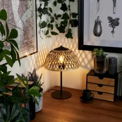 Style Boho-Chic-hofstein Lampe de table Barayn Écru, Noir, 1 lumière