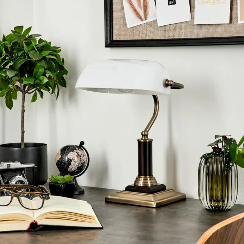 Luminaires Rustiques-hofstein Lampe de table Barbe Laiton, Noir, 1 lumière