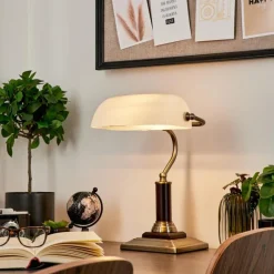 Luminaires Rustiques-hofstein Lampe de table Barbe Laiton, Noir, 1 lumière