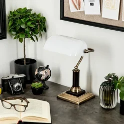 Luminaires Rustiques-hofstein Lampe de table Barbe Laiton, Noir, 1 lumière