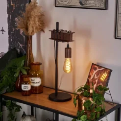 Lampes Industrielles-hofstein Lampe de table Barbengo Rouille, Noir, 1 lumière