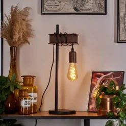 Lampes Industrielles-hofstein Lampe de table Barbengo Rouille, Noir, 1 lumière