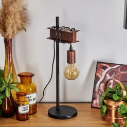 Lampes Industrielles-hofstein Lampe de table Barbengo Rouille, Noir, 1 lumière