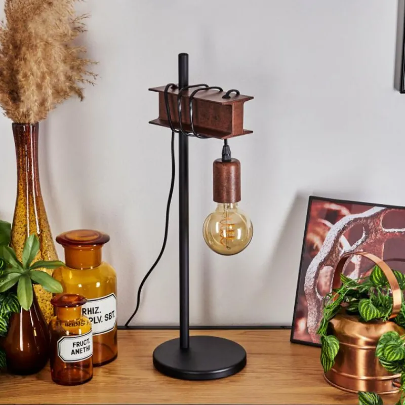 Lampes Industrielles-hofstein Lampe de table Barbengo Rouille, Noir, 1 lumière