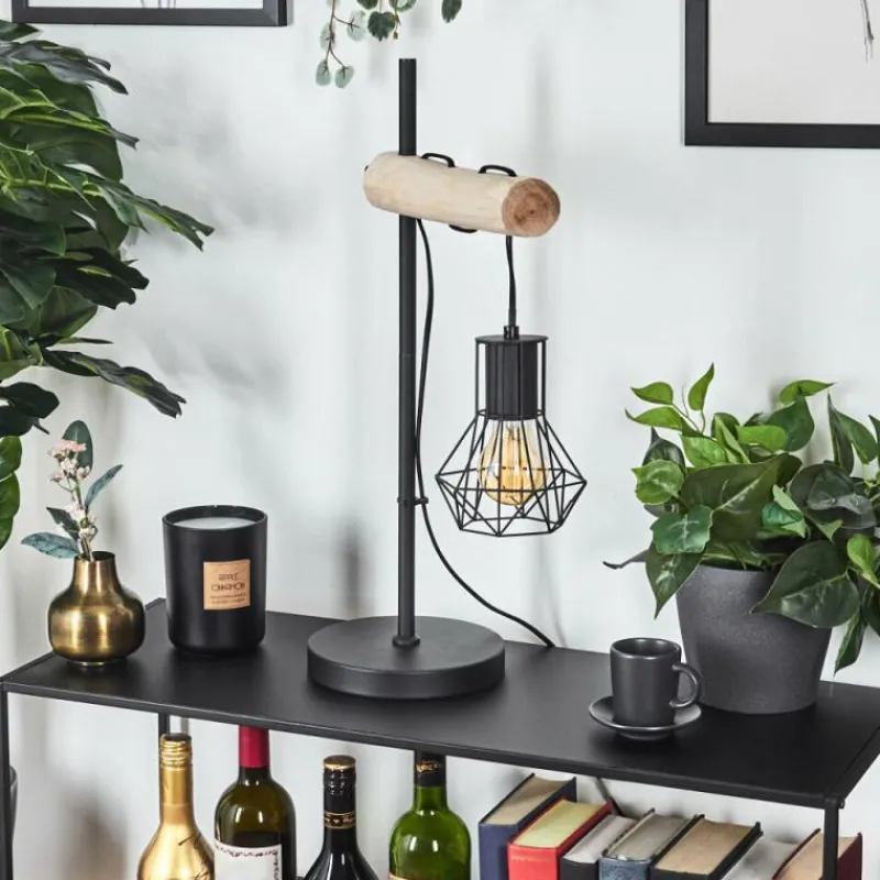 Luminaires Scandinaves-hofstein Lampe de table Bardhaman Écru, Noir, 1 lumière