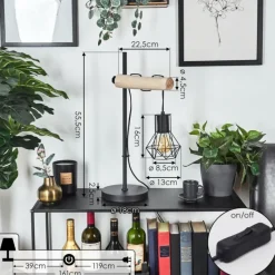 Luminaires Scandinaves-hofstein Lampe de table Bardhaman Écru, Noir, 1 lumière