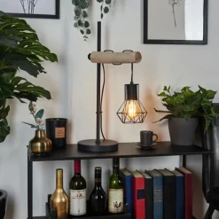 Luminaires Scandinaves-hofstein Lampe de table Bardhaman Écru, Noir, 1 lumière