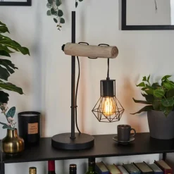 Luminaires Scandinaves-hofstein Lampe de table Bardhaman Écru, Noir, 1 lumière