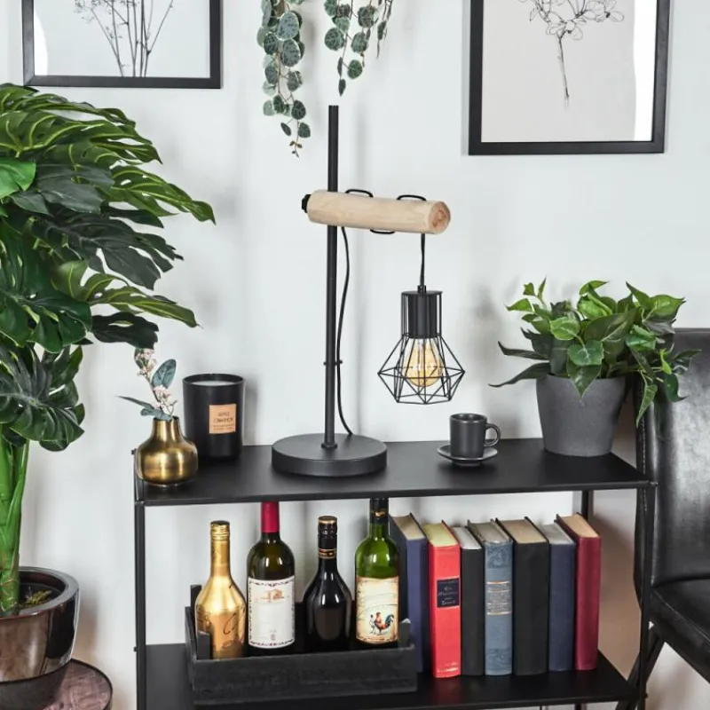 Luminaires Scandinaves-hofstein Lampe de table Bardhaman Écru, Noir, 1 lumière