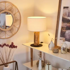 Lampes En Tissu-hofstein Lampe de table Baret Écru, Noir, 1 lumière