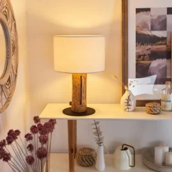 Lampes En Tissu-hofstein Lampe de table Baret Écru, Noir, 1 lumière