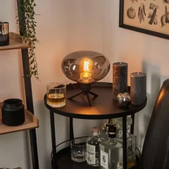 Suspension Verre Fumé-hofstein Lampe de table Barnegat Noir, 1 lumière