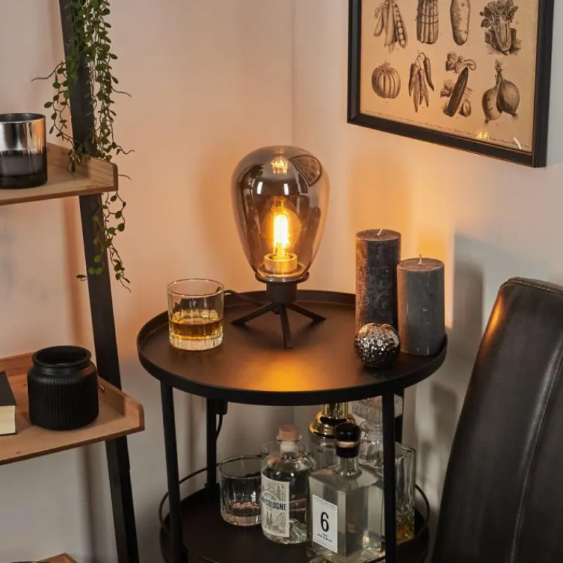 Suspension Verre Fumé-hofstein Lampe de table Barnegat Noir, 1 lumière