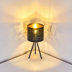 Lampes Dorées-hofstein Lampe de table Bathinda Noir, 1 lumière