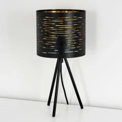 Lampes Dorées-hofstein Lampe de table Bathinda Noir, 1 lumière