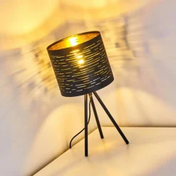 Lampes Dorées-hofstein Lampe de table Bathinda Noir, 1 lumière