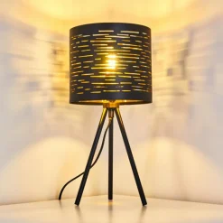 Lampes Dorées-hofstein Lampe de table Bathinda Noir, 1 lumière