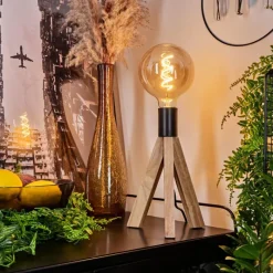 Luminaires Scandinaves-hofstein Lampe de table Beccar Écru, Noir, 1 lumière