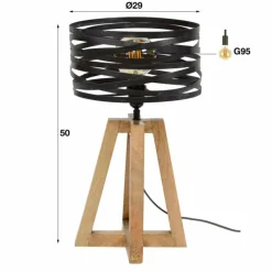 Lampes Industrielles-hofstein Lampe de table BEILEN Bois foncé, 1 lumière