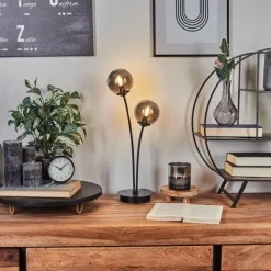 Suspension Verre Fumé-hofstein Lampe de table Belleoram LED Noir, 2 lumières