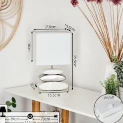 Lampes En Tissu-hofstein Lampe de table Berghamn Argenté, Blanc, 1 lumière