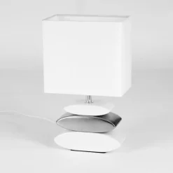Lampes En Tissu-hofstein Lampe de table Berghamn Argenté, Blanc, 1 lumière