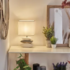 Lampes En Tissu-hofstein Lampe de table Berghamn Argenté, Blanc, 1 lumière