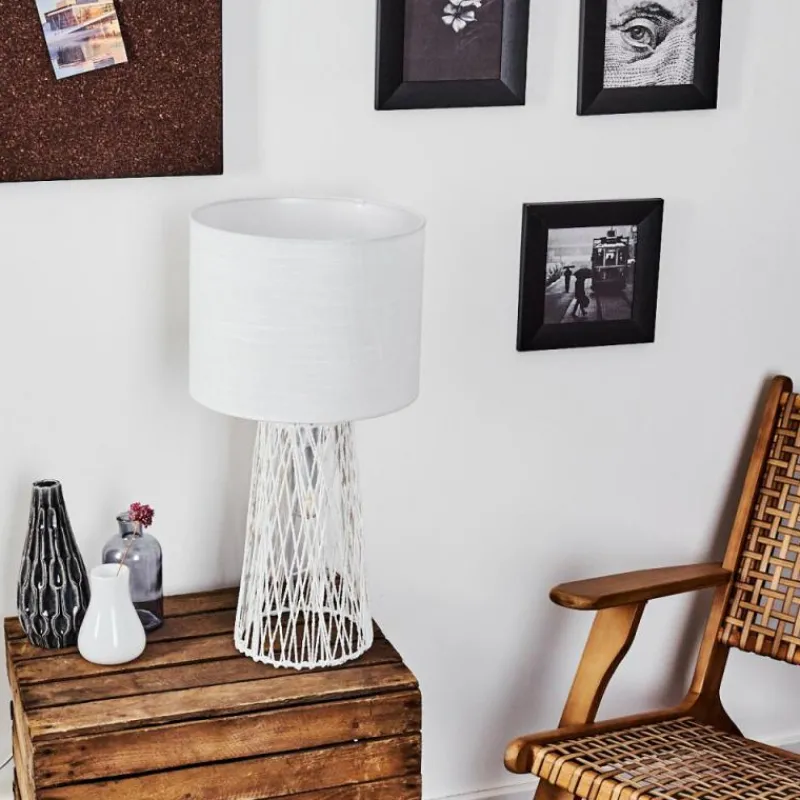Lampes En Tissu-hofstein Lampe de table Beteta Blanc, 2 lumières