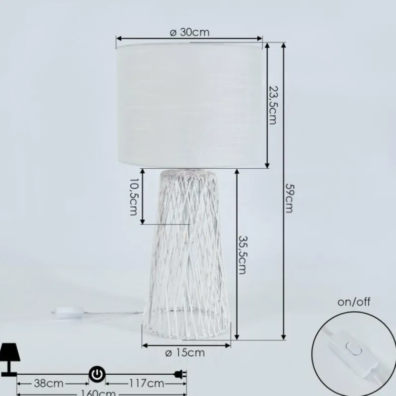 Lampes En Tissu-hofstein Lampe de table Beteta Blanc, 2 lumières