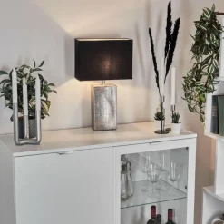 Lampes En Tissu-hofstein Lampe de table Boldrarias Chrome, Argenté, 1 lumière