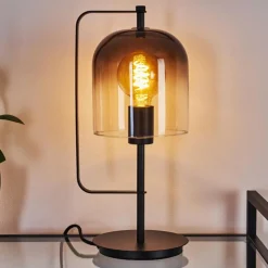 Suspension Verre Fumé-hofstein Lampe de table Bourges Noir, 1 lumière