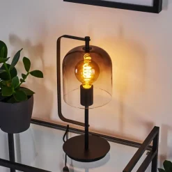 Suspension Verre Fumé-hofstein Lampe de table Bourges Noir, 1 lumière