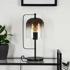 Suspension Verre Fumé-hofstein Lampe de table Bourges Noir, 1 lumière