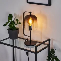 Suspension Verre Fumé-hofstein Lampe de table Bourges Noir, 1 lumière