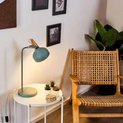 Luminaires Scandinaves-hofstein Lampe de table Breamo Vert, Bois foncé, 1 lumière