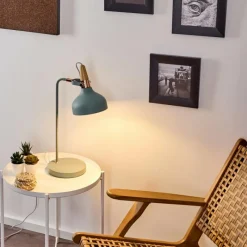 Luminaires Scandinaves-hofstein Lampe de table Breamo Vert, Bois foncé, 1 lumière