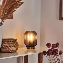 Suspension Verre Fumé-hofstein Lampe de table Briel Laiton, 1 lumière