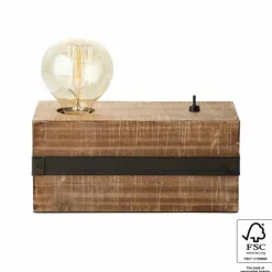 Luminaires Scandinaves-Luminaires Brilliant Lampe de table Brilliant Woodhill Bois foncé, Noir, 1 lumière