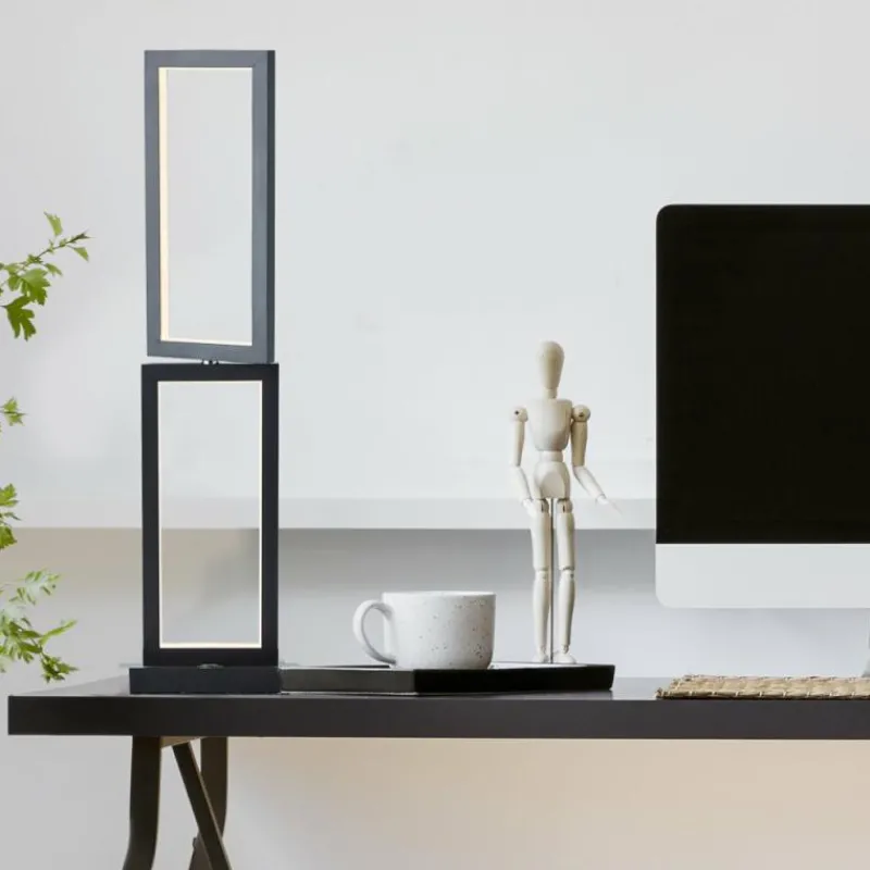 Lampes Industrielles-Luminaires Brilliant Lampe de table Brilliant Ranut LED Noir, 2 lumières