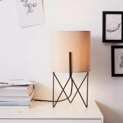 Lampes En Tissu-Luminaires Brilliant Lampe de table Brilliant Atami Noir, 1 lumière