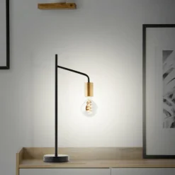 Lampes Dorées-Luminaires Brilliant Lampe de table Brilliant Kiel Or, Noir, 1 lumière