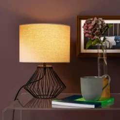 Lampes En Tissu-Luminaires Brilliant Lampe de table Brilliant Melfort Noir, 1 lumière